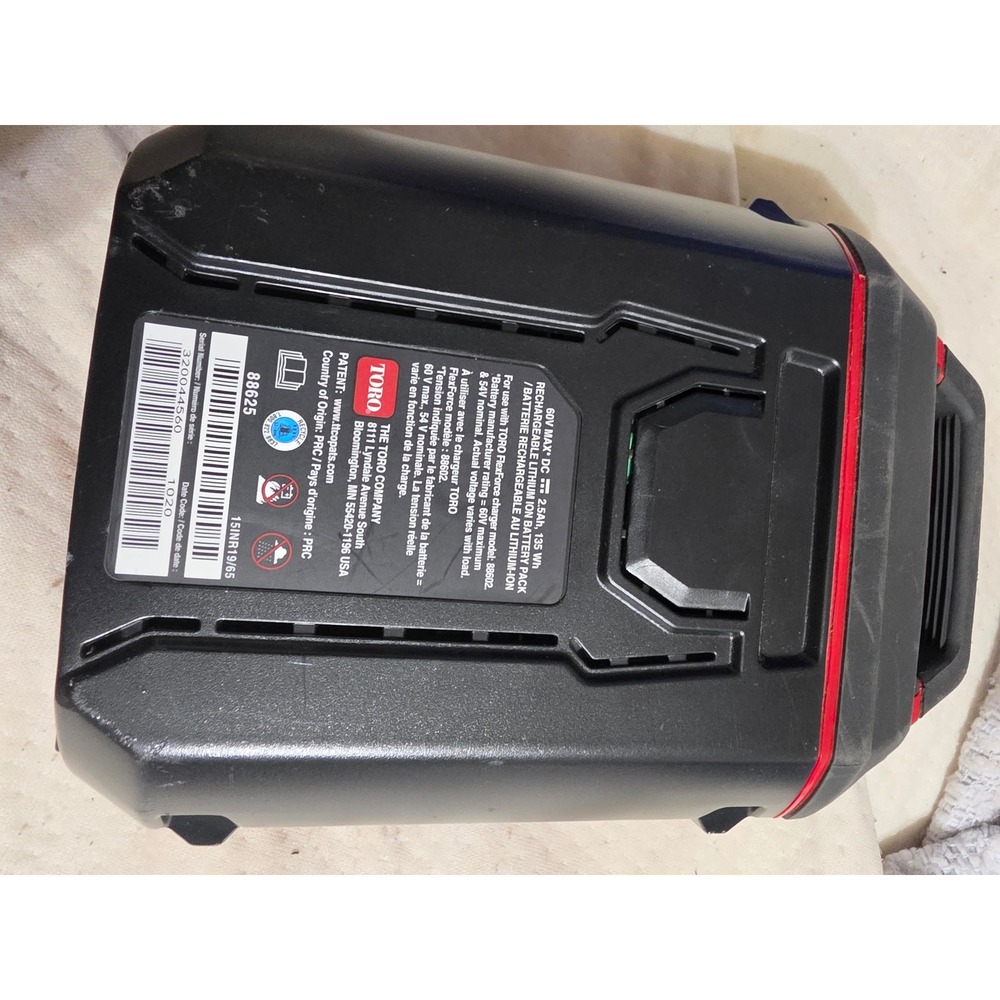 Toro Flex-Force 60V 2.5 Ah 135 Wh Lithium-Ion Battery L135 Model 88625